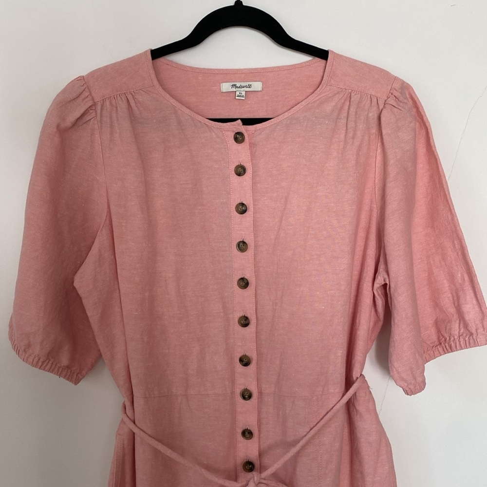 Madewell Linen-Blend Puff-Sleeve Tassel-Tie Jumpsuit - Picture 4 of 12